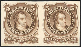 ARGENTINA: GJ.37, PROOF In Ocher-brown, Pair Printed On Card, Excellent Quality, Extremely Rare! - Sonstige & Ohne Zuordnung