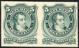 ARGENTINA: GJ.37, PROOF In Green, Pair Printed On Card, Excellent Quality, Extremely Rare! - Andere & Zonder Classificatie
