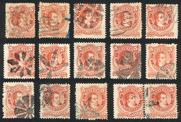ARGENTINA: GJ.38, 13 Singles + 1 Pair With Mute Cancels, Several Rare, Very Fine Quality, Very Interesting! - Autres & Non Classés