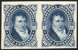 ARGENTINA: GJ.39, PROOF In Blue, Pair Printed On Card, Excellet Quality, Extremely Rare! - Sonstige & Ohne Zuordnung