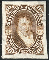 ARGENTINA: GJ.39, PROOF In Ocher-brown Printed On Thin Paper, Very Fine Quality, Extremely Rare! - Otros & Sin Clasificación