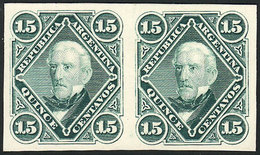 ARGENTINA: GJ.39, PROOF In Green, Pair Printed On Card, Excellet Quality, Extremely Rare! - Sonstige & Ohne Zuordnung