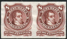 ARGENTINA: GJ.53, PROOF In Claret Color, Pair Printed On Thin Paper, Excellet Quality, Rare! - Other & Unclassified