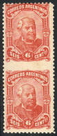 ARGENTINA: GJ.86PH, 6c. Sarmiento, Pair IMPERFORATE BETWEEN, Mint Lightly Hinged, Excellent Quality, Rare! - Autres & Non Classés