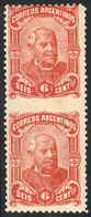 ARGENTINA: GJ.86PH, 6c. Sarmiento, Pair IMPERFORATE BETWEEN, Mint Lightly Hinged, Excellent Quality, Rare! - Other & Unclassified