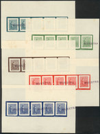 ARGENTINA: GJ.323, 1911 5c. Plowman, PROOF, Strip Of 5 Examples Over A Colored Background Printed On Paper, With MUESTRA - Sonstige & Ohne Zuordnung