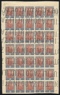 ARGENTINA: GJ.362O, 1912 20P. Plowman, Block Of 35 Examples On A Document Sheet With Invalidating "INUTILIZADO" Perforat - Andere & Zonder Classificatie