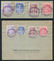 ARGENTINA: GJ.529/532, 1921 1st Pan-American Postal Congress, The Set On Cover With Violet Postmark Of The Congress, Rar - Sonstige & Ohne Zuordnung