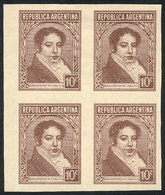 ARGENTINA: GJ.747, 1935 10c. Rivadavia, PROOF In The Issued Color, Imperforate Block Of 4 Printed On Paper With Glazed F - Altri & Non Classificati