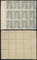 ARGENTINA: GJ.889, 3c. Moreno, Large Block Of 12 With DOUBLE PERFORATION Variety, MNH, Excellent Quality! - Other & Unclassified