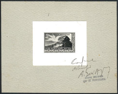 ARGENTINA: GJ.997, 1951 Quinquenal Plan 5c., Horse And Train, PHOTOGRAPHIC PROOF Of The Adopted Design, Signed By Amadeo - Altri & Non Classificati