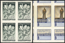 ARGENTINA: GJ.1070, 1956 1.50P. YERBA MATE (new Province Of Misiones), PROOF In The Adopted Color, Imperforate Block Of  - Other & Unclassified