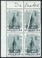 ARGENTINA: G.1247, 1963 Salta Battle, Corner Block Of 4 With Large Paper Fold That Caused The Right Stamps To Have DOUBL - Sonstige & Ohne Zuordnung