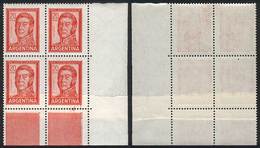 ARGENTINA: GJ.1310, 1965/8 20P. San Martín, Block Of 4 With PAPER OVERLAP Variety, VF! - Sonstige & Ohne Zuordnung