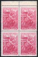 ARGENTINA: GJ.1442, 1968 Archangel Gabriel, Army Communications, Block Of 4 With End-of-roll Joined Paper Variety. The T - Sonstige & Ohne Zuordnung