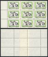 ARGENTINA: GJ.1792, 1977/9 500P. Chapel Of Candonga, Block Of 9 With PAPER OVERLAP Variety, Fantastic! - Autres & Non Classés