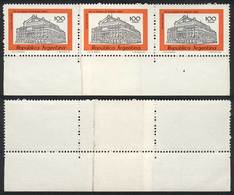 ARGENTINA: GJ.1847A, 1979/82 100P. Colón Theater, Strip Of 3 With PAPER OVERLAP Variety, VF! - Sonstige & Ohne Zuordnung