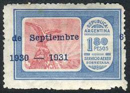 ARGENTINA: GJ.718, 1931 $1.80 First Anniversary Of The Revolution With Variety: Overprint With Leftward Shift, VF! - Sonstige & Ohne Zuordnung