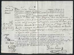 ARGENTINA: Bill Of Lading Of 22/NO/1799, Shipment Sent By Postmaster Felix De La Rosa Of Renta Postal To The Administrac - Other & Unclassified
