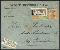ARGENTINA: Registered Cover Sent From Buenos Aires To Uruguay On 8/OC/1909, With Nice Postage Of San Martín In Oval Stam - Sonstige & Ohne Zuordnung
