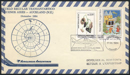 ARGENTINA: 17/DE/1984 Regular TRANSANTARCTIC Flight Buenos Aires - Auckland (New Zealand), With Arrival Backstamp, Excel - Otros & Sin Clasificación