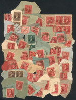 ARGENTINA: Large Number Of Fragments Of Old Stamps, All With The Very Rare OVAL Cancel Of URDINARRAIN (Entre Rios), VF Q - Other & Unclassified