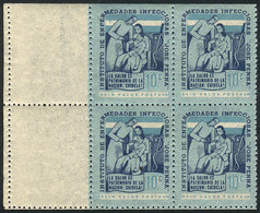 ARGENTINA: Institute Of Infectious Diseases José Penna, 10c. Cinderella, Block Of 4 WITH LABELS At Left, MNH, Excellent  - Other & Unclassified