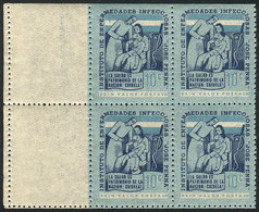 ARGENTINA: Institute Of Infectious Diseases José Penna, 10c. Cinderella, Block Of 4 WITH LABELS At Left, MNH, Excellent  - Sonstige & Ohne Zuordnung