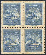 ARGENTINA: Year 1898, Comisión Central Pro Patria De La Provincia De Bs.Aires, Block Of 4 Mint Without Gum, Minor Defect - Altri & Non Classificati