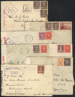 AUSTRALIA: Group Of 7 Covers Sent To Argentina In 1942/3 With Nice Postages And Interesting CENSOR Marks, One Missing On - Altri & Non Classificati