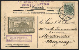 AUSTRIA: Postcard Sent From Salzburg To Montevideo (Uruguay) On 7/MAY/1907 Franked With 5h. + A Beautiful Cinderella Of  - Other & Unclassified