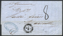 BRAZIL: Entire Letter Sent From Rio De Janeiro To France On 23/NO/1865 By Steamer Guienne, Excellent Quality! - Andere & Zonder Classificatie