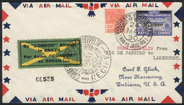 BRAZIL: 24/MAY/1930 Rio De Janeiro - Indiana, Via ZEPPELIN: Cover Franked By Sc.4CL5 + 300Rs. Definitive, With Transit M - Otros & Sin Clasificación