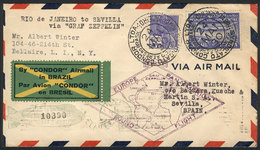 BRAZIL: 24/MAY/1930 Rio De Janeiro - Sevilla (Spain), Via ZEPPELIN: Cover Franked By Sc.4CL3 + 500Rs. Definitive, Specia - Andere & Zonder Classificatie