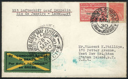 BRAZIL: 24/MAY/1930 Rio De Janeiro - Staten Island, N.Y., Via ZEPPELIN: Cover Franked By Sc.4CL9 + 300Rs. Definitive, Wi - Andere & Zonder Classificatie