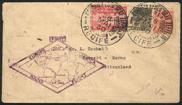 BRAZIL: 28/MAY/1930 Recife - Switzerland, Via ZEPPELIN: Cover Franked By Sc.4CL9 + 500Rs. Definitive, With Friedrichshaf - Sonstige & Ohne Zuordnung