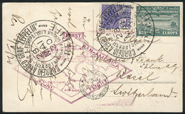 BRAZIL: 28/MAY/1930 Recife - SWITZERLAND, Via ZEPPELIN: Postcard Franked By Sc.4CL1 + 500Rs. Definitive, With Special Vi - Otros & Sin Clasificación