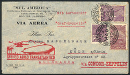 BRAZIL: 23/MAR/1932 Rio De Janeiro - Germany, Via ZEPPELIN: Cover With Special Red Handstamped Cachet Of The Flight, Wit - Andere & Zonder Classificatie