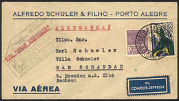 BRAZIL: 23/AU/1933 Porto Alegre - Germany, Via ZEPPELIN: Cover With Cachet Of The Flight, And Friedrichshafen Arrival Ba - Otros & Sin Clasificación