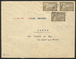 BRAZIL: Cover Sent From Porto Alegre To Agudo Franked By RHM.C-129 X3, VF, Rare! - Andere & Zonder Classificatie