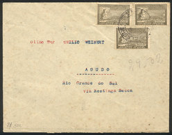 BRAZIL: Cover Sent From Porto Alegre To Agudo Franked By RHM.C-129 X3, VF, Rare! - Other & Unclassified