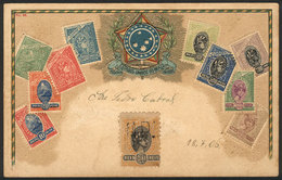 BRAZIL: Beautiful PC Illustrated With Old Postage Stamps, Circa 1905, VF Quality! - Other & Unclassified