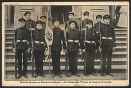 BRAZIL: Honor Guard With The Flag Of The School Sao Vicente De Paulo Of Petropolis, With Postmark Of AU/1922, VF Quality - Otros & Sin Clasificación