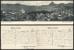 BRAZIL: RIO DE JANEIRO: Double Postcard With Very Handsome View Of The Bay, Ed. Papelaria Zenith, Dated 1904, A Little S - Sonstige & Ohne Zuordnung