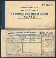 BRAZIL: Airplane Ticket Of 1949 For The Airline VARIG, Rae, VF Quality! - Otros & Sin Clasificación