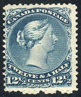CANADA: Sc.28, 1868/76 12½c. Blue, Mint Original Gum, Lightly Hinged, VF Quality! - Autres & Non Classés
