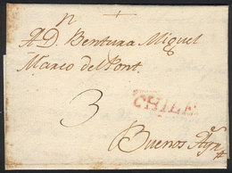 CHILE: 26/NO/1811 Santiago - Buenos Aires, Entire Letter With CHILE Mark In Red Along "3" Rating In Pen, Excellent Quali - Chile