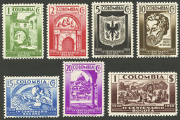 COLOMBIA: Yvert 313/19, 1938 Bogotá 400 Years, Cmpl. Set Of 7 Values, Mint With Tiny Hinge Marks (they Look MNH), Excell - Kolumbien