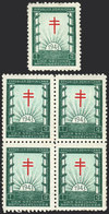 DOMINICAN REPUBLIC: FIGHT AGAINST TUBERCULOSIS: Cinderella Issued In 1943, Block Of 4 And Single, VF Quality! - Dominican Republic