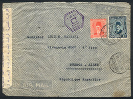 EGYPT: Airmail Cover Sent To Argentina On 19/JUN/1941, With Egyptian Censor Label And Marking, And Arrival Backstamp Of  - Autres & Non Classés